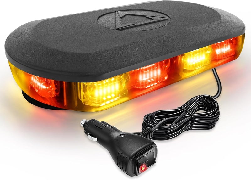 HLauto 700A Rooftop Emergency Strobe Lights Bar, 72 LED Amber Red Mini Beacon Safety Flashing Warning Traffic Lights Bar w/Magnetic Base for 12-24V Trucks, Construction Vehicles, Snowplow, Cars - Image 1
